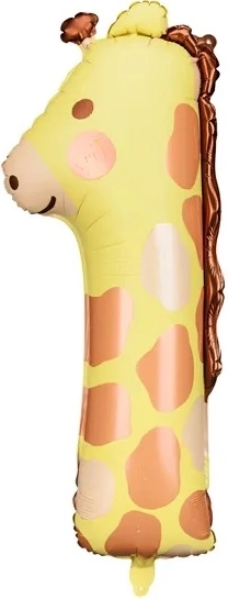 Ballon en feuille girafe chiffre 1 - 42 x 90 cm