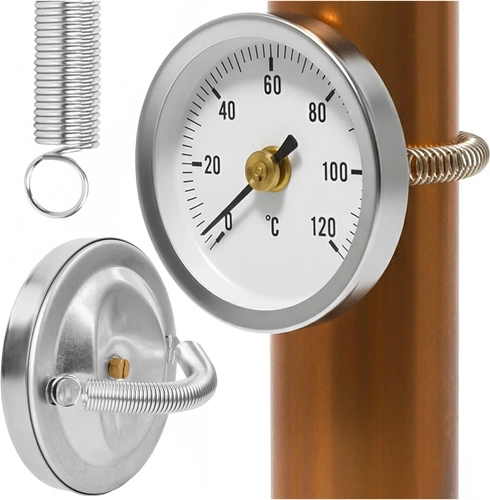Thermomètre bimétallique à ressort de serrage pour tuyau Ruhhy 0–120 °C