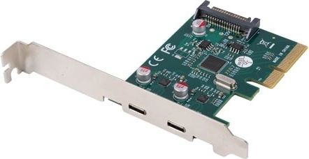 Carte PCIe avec 2× USB‑C 3.2 Gen 2x1 (10 Gb/s) – low profile