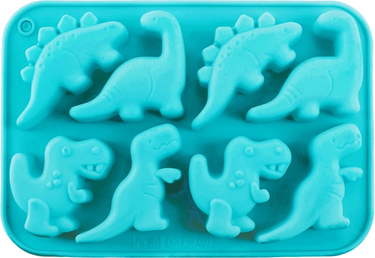 Moule à glaçons en silicone dinosaures, 8 cubes