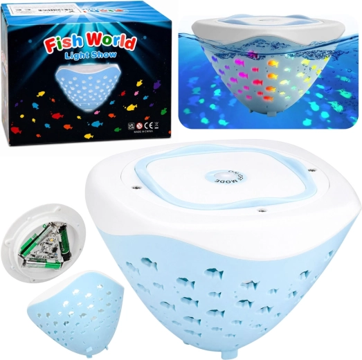 Lumière LED flottante pour piscine et baignoire IP68 avec projection de poissons, 6 modes