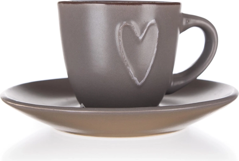 Tasse en céramique avec soucoupe HEART 80 ml marron