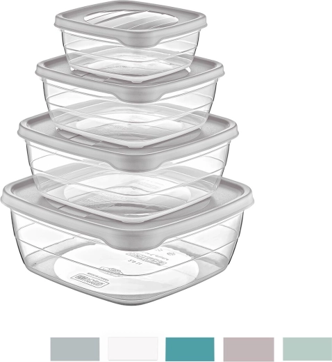 Boîtes alimentaires Trend carrées, lot de 4 pcs, mix de couleurs