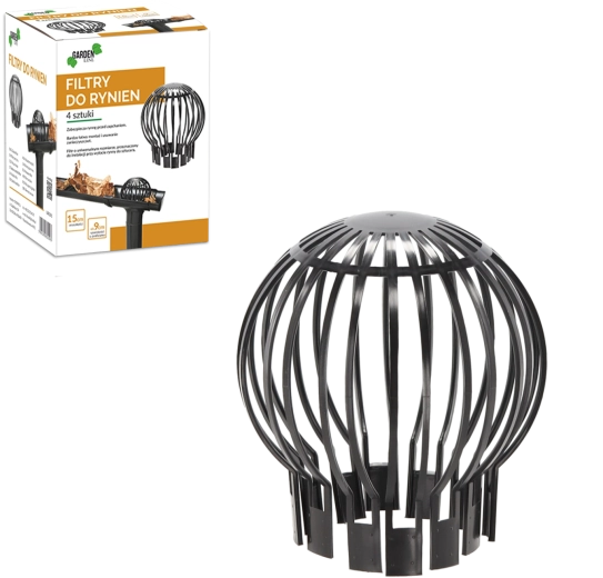 Lot de 4 filtres pour gouttières, hauteur 15 cm, noir