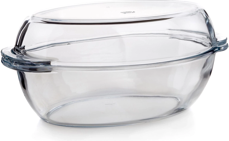 Plat à rôtir ovale en verre avec couvercle 4 l