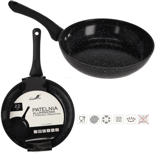 Poêle en aluminium 22 cm avec revêtement céramique pour induction