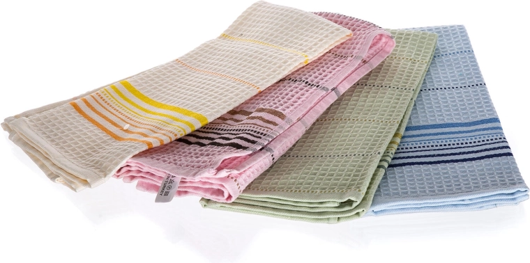 Torchons de cuisine LINNA 40 × 60 cm, coton, assortiment de couleurs, 4 pièces