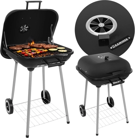 Barbecue de jardin au charbon de bois avec couvercle KAMINER 77 × 53 × 46 cm