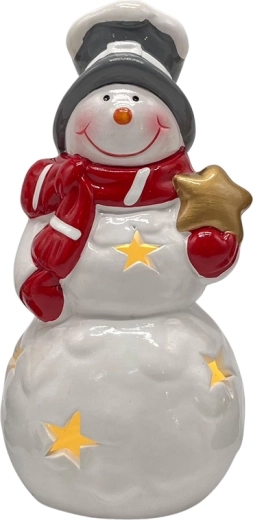 Bonhomme de neige en céramique avec éclairage LED