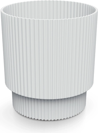 Cache-pot en plastique Milly 19,5 cm blanc – cache-plante moderne à rainures