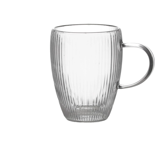 Lot de 2 verres striés à double paroi avec anse 350 ml