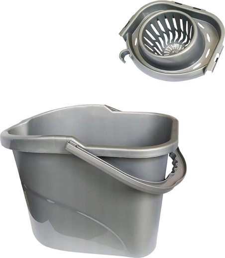 Seau ovale avec essoreur 15 l, argenté