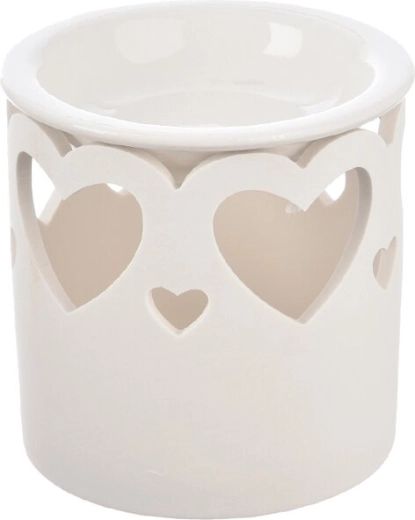 Brûle-parfum en porcelaine en forme de cœur, blanc
