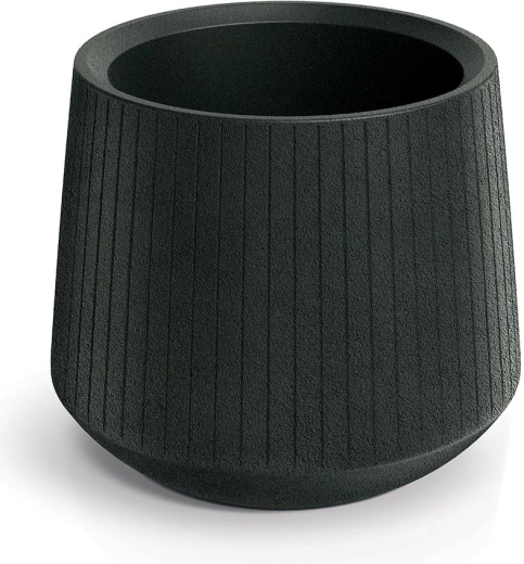 Cache-pot Coro Bowl 48 cm – gris foncé en plastique pour intérieur et extérieur