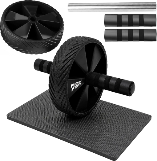 Roue abdominale de musculation AB Roller Renew Force avec tapis pour les genoux