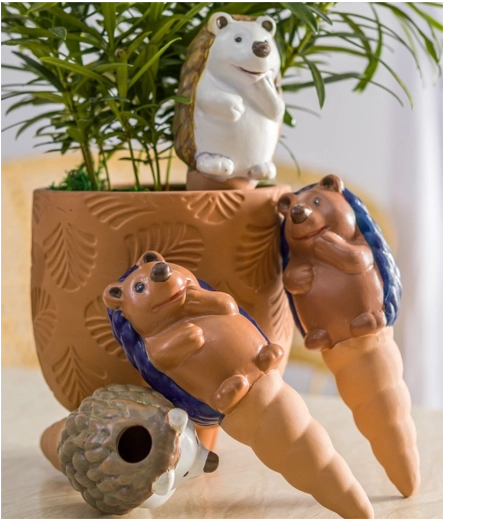 Hérisson d’arrosage automatique en céramique pour pot de fleurs 7,8 × 16,5 cm, assortiment de couleurs