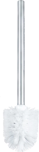 Brosse WC avec manche en acier inoxydable, blanc, diamètre 8 cm