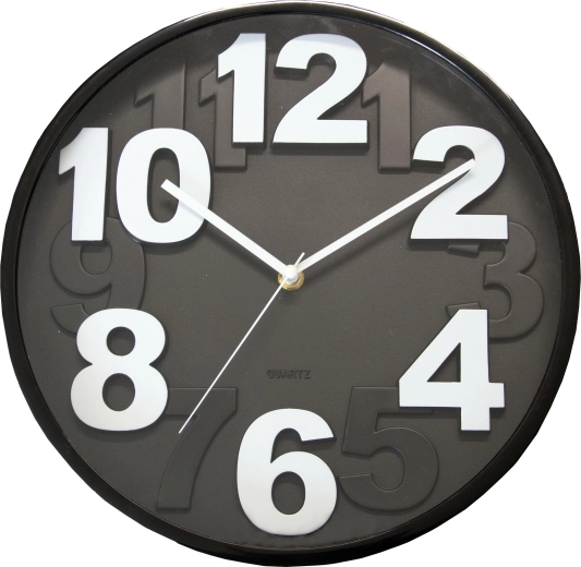 Horloge murale 30 cm avec cadran 3D – noir