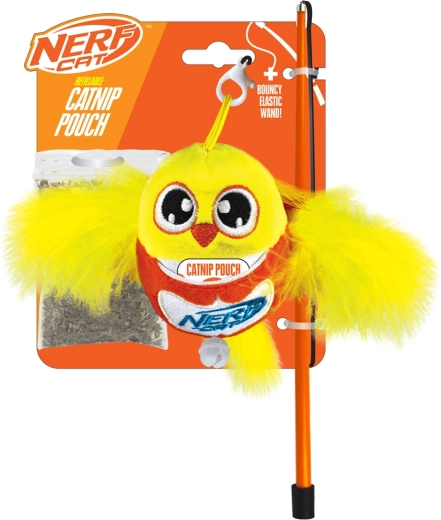 Nerf Cat oiseau en peluche avec grelot sur baguette 9 cm