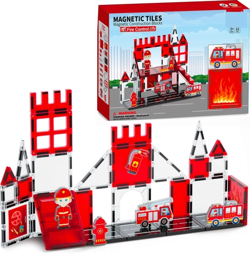 Jeu de construction magnétique pompiers 32 pcs