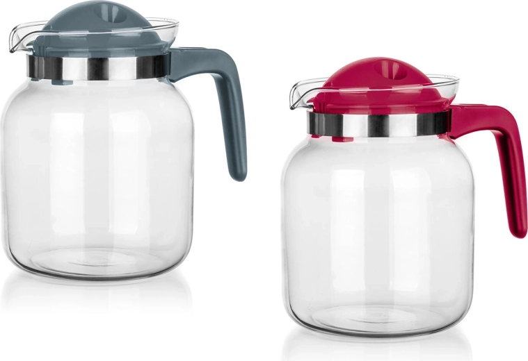 Carafe en verre Nessi 1,45 l avec couvercle et poignée en plastique