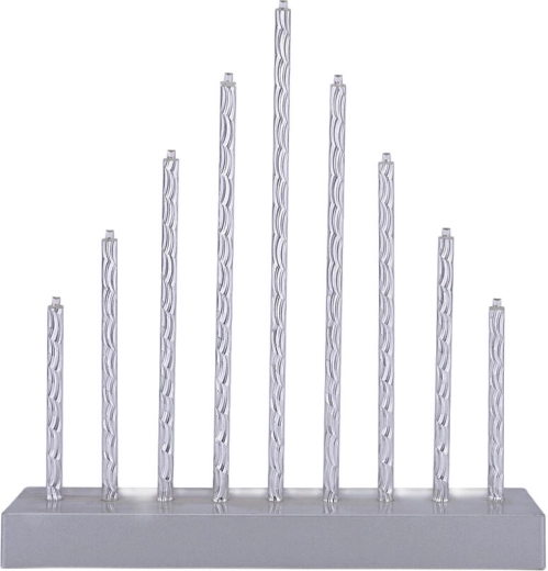 Chandelier LED de Noël argenté avec 9 bougies