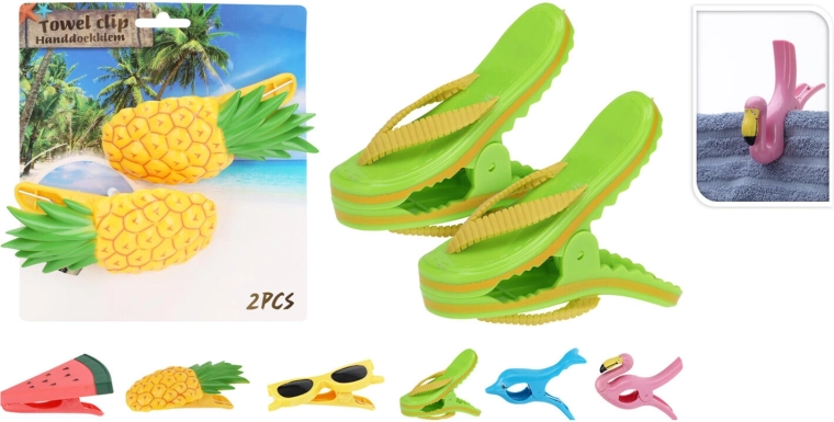 Pinces pour serviette de plage – assortiment de motifs (2 pièces)