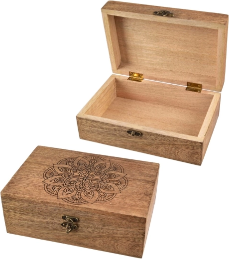 Boîte en bois de manguier Mandala