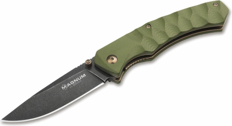 Magnum Iguanodon couteau de poche 8 cm, stonewash, G10 vert