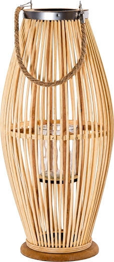 Lanterne de jardin en bois 38 cm pour terrasse avec photophore – 1 pièce