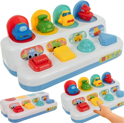 Jouet éducatif pop-up Kruzzel avec véhicules sauteurs 4-en-1