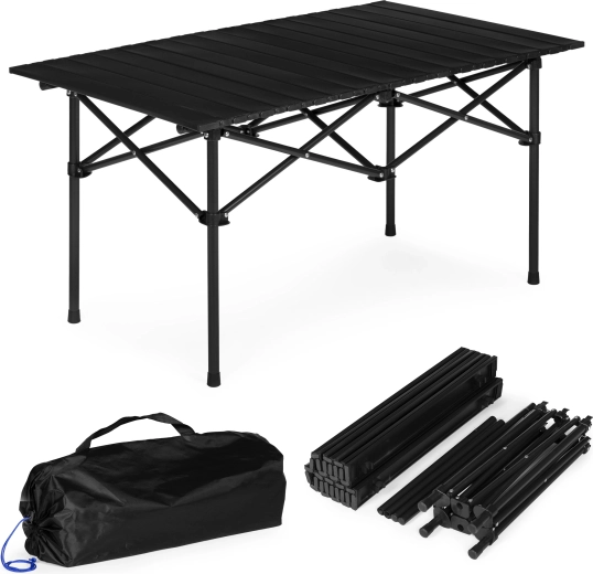 Table de camping pliante 95 × 55 cm avec sac, noir, MultiGarden