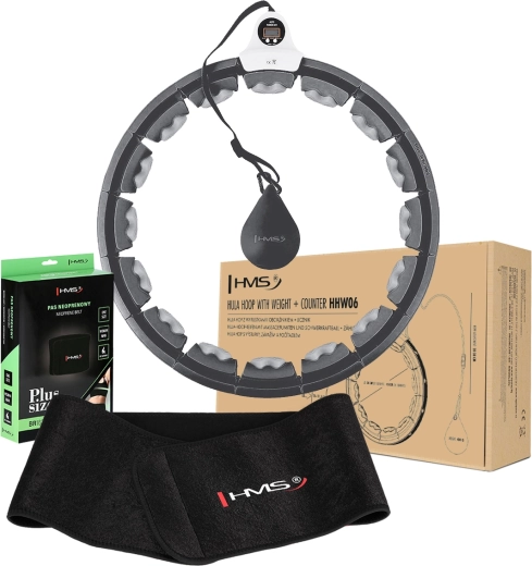 Kit fitness: hula hoop de massage intelligent avec poids et compteur + ceinture amincissante HMS