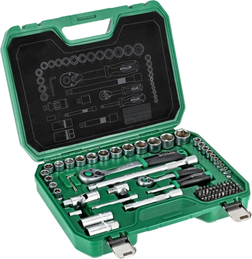 Coffret d’outils Stalco 1/2" + 1/4" (84 pièces) en mallette