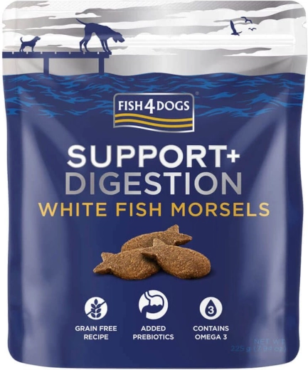 Fish4Dogs friandises pour chiens Support+ soutien de la digestion au poisson blanc et prébiotiques 225 g