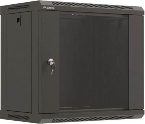 Baie murale Lanberg 19" 540 × 350 mm, noire, porte vitrée (flat pack)