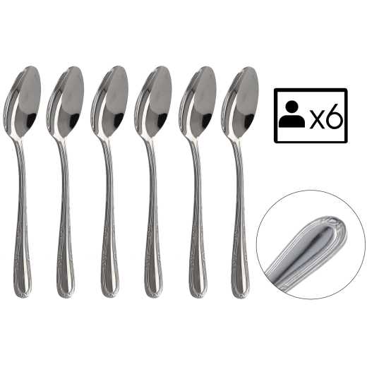 Set de 6 cuillères à café Natalia en acier inoxydable