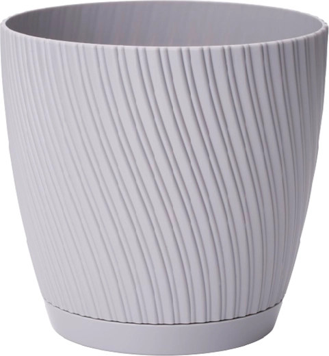 Cache-pot Mika Eco Recycled avec soucoupe, diamètre 19 cm, platine