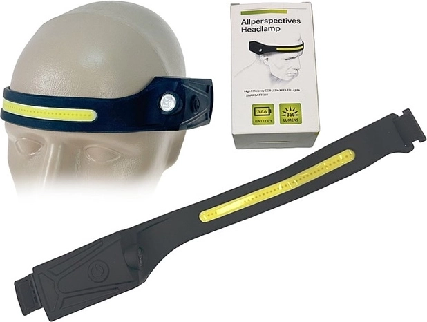 Lampe frontale à piles AAA avec large panneau lumineux
