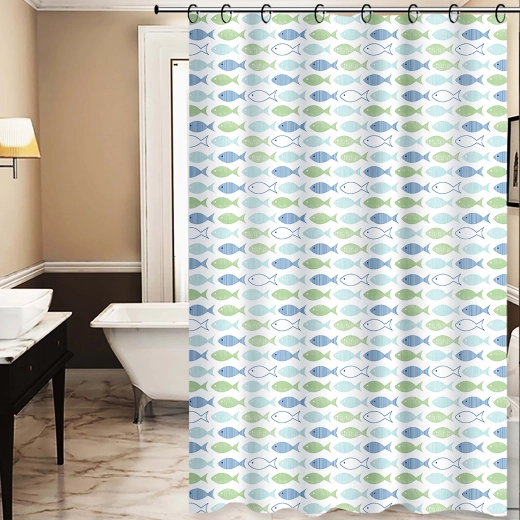 Rideau de douche Toro Premium 178 × 199 cm avec motif poissons