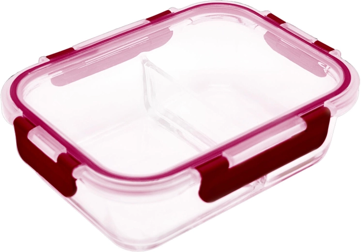 bocal en verre LORA rectangulaire compartimenté 1,3 l avec couvercle