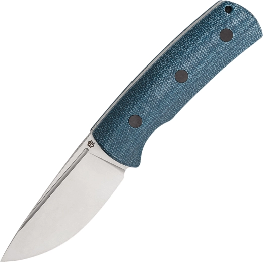 Petrified Fish Beluga couteau outdoor 9,2 cm, satin, Micarta bleue, étui Kydex