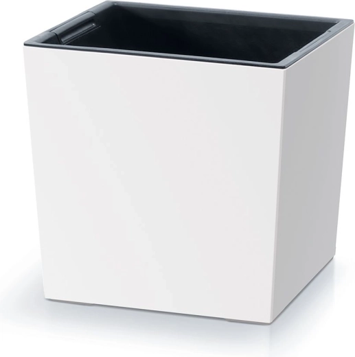Cache-pot Urbi Square Low avec insert 30 cm – blanc