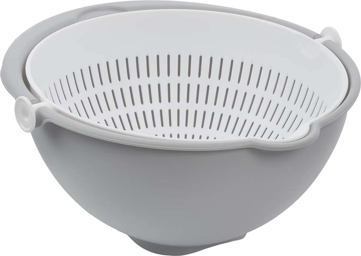 Passoire à salade 2-en-1, gris nordique, 25 × 25 × 12 cm