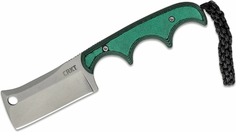 CRKT Minimalist Cleaver couteau de cou 5,4 cm, noir‑vert, Micarta