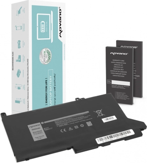 Batterie Movano pour Dell Latitude 7280/7290/7380/7390/7480/7490 (11,4 V, 3000 mAh, 34 Wh)