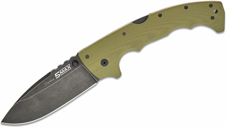 Couteau pliant Cold Steel 5 Max Elite, lame 12,7 cm, Black Stonewash, G10 vert