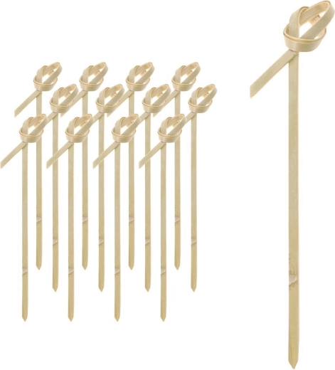 Piques de fête en bambou avec nœud 9 cm, 50 pcs