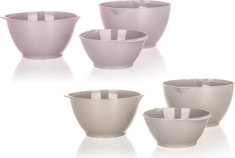 Ensemble de bols à fouetter, lot de 3 pièces, plastique, mélange de couleurs, 1–3 l
