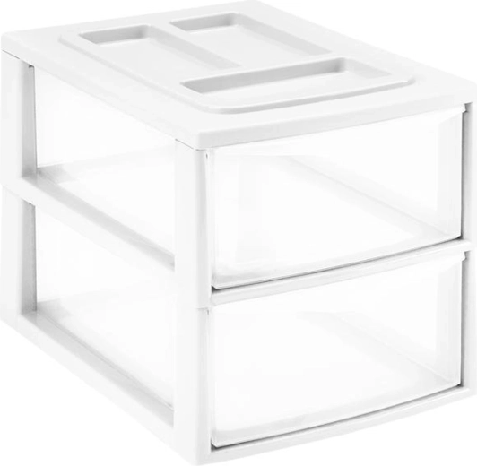 Étagère en plastique avec deux tiroirs 38 × 27 × 26 cm